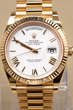 Rolex Day-Date 40 White Bevelled Roman Dial on President 228238 Complete 2025