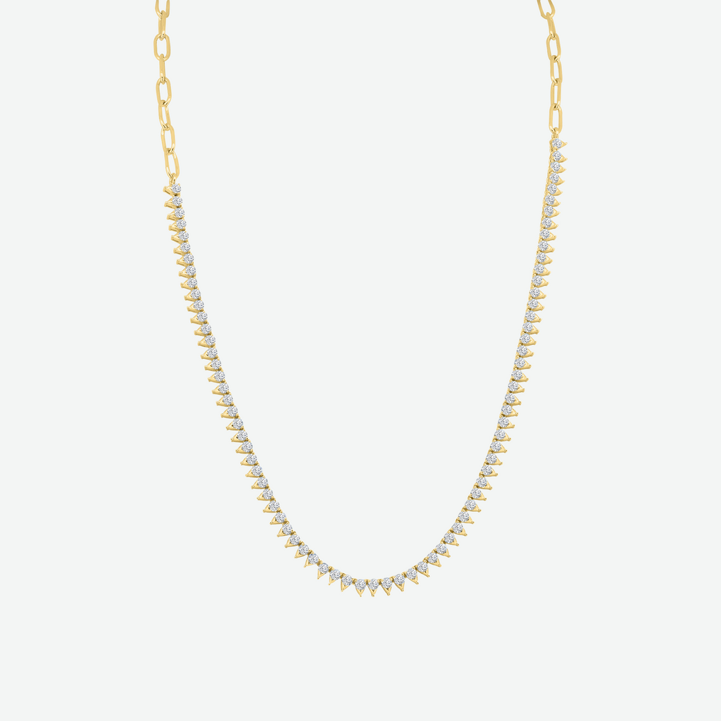 14K Yellow Gold Round Natural Diamond Tennis Necklace 12.3ct N-3622