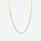 14K Yellow Gold Round Natural Diamond Tennis Necklace 12.3ct N-3622