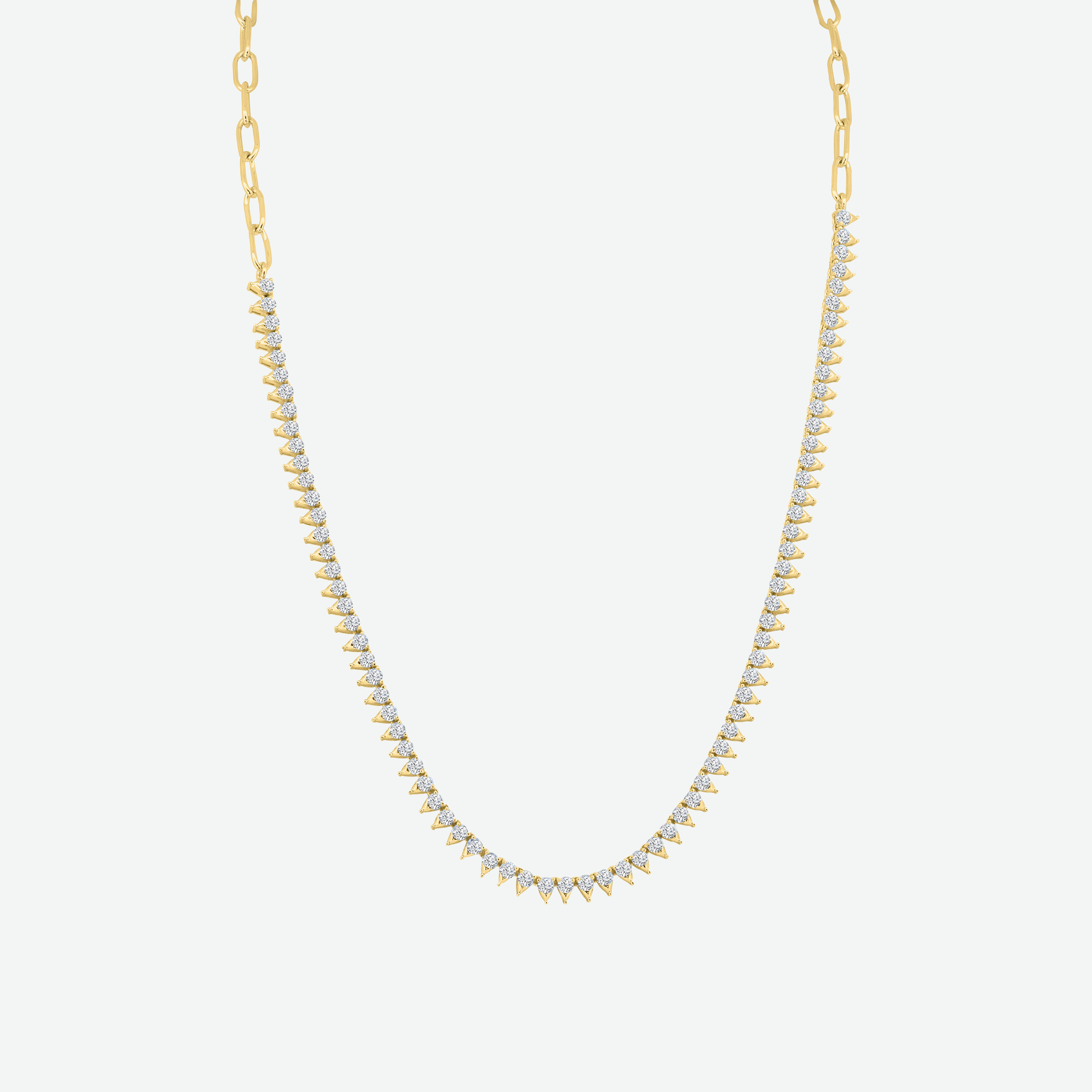 14K Yellow Gold Round Natural Diamond Tennis Necklace 12.3ct N-3622