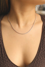 Platinum Round Natural Diamond Thin Tennis Necklace 13.1ct N-5PLT