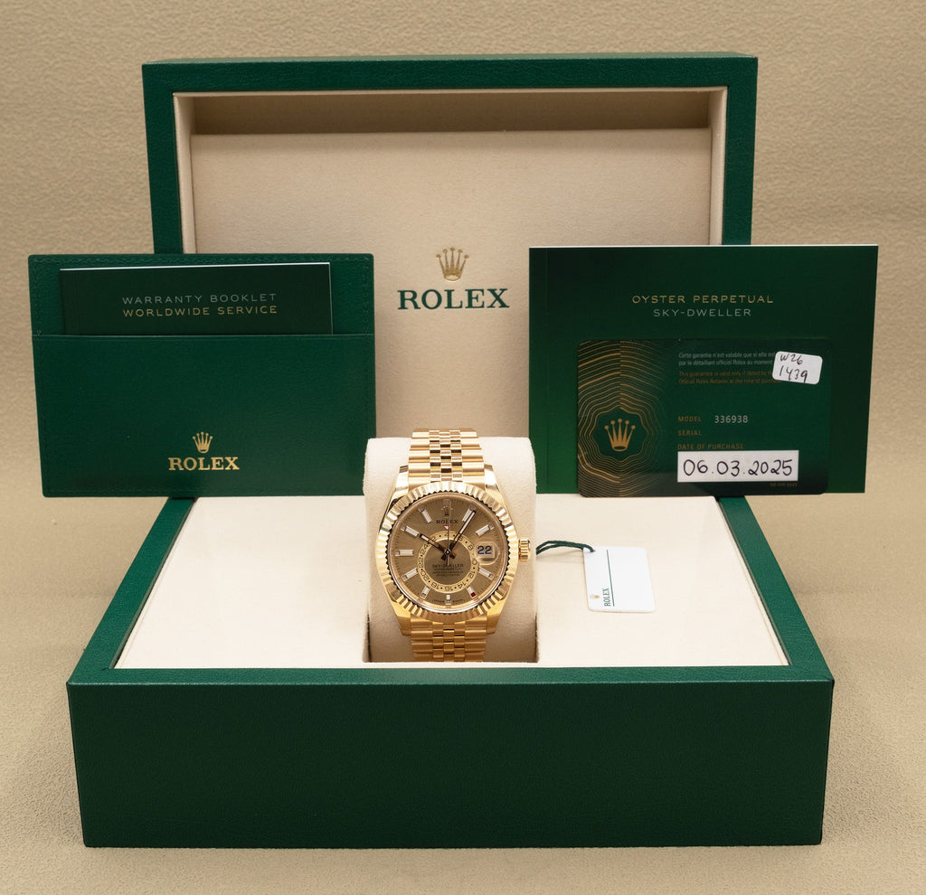 Rolex SkyDweller Champagne Index Dial on Jubilee 336938 Complete 2025