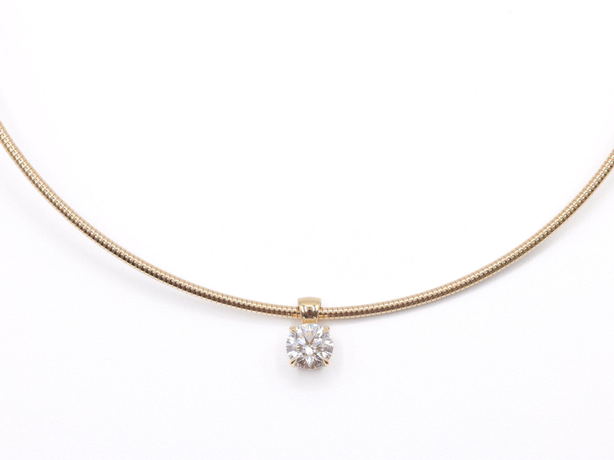 14K Yellow Gold Lab Round Diamond Solitaire Pendant 9.8ct N-151RD