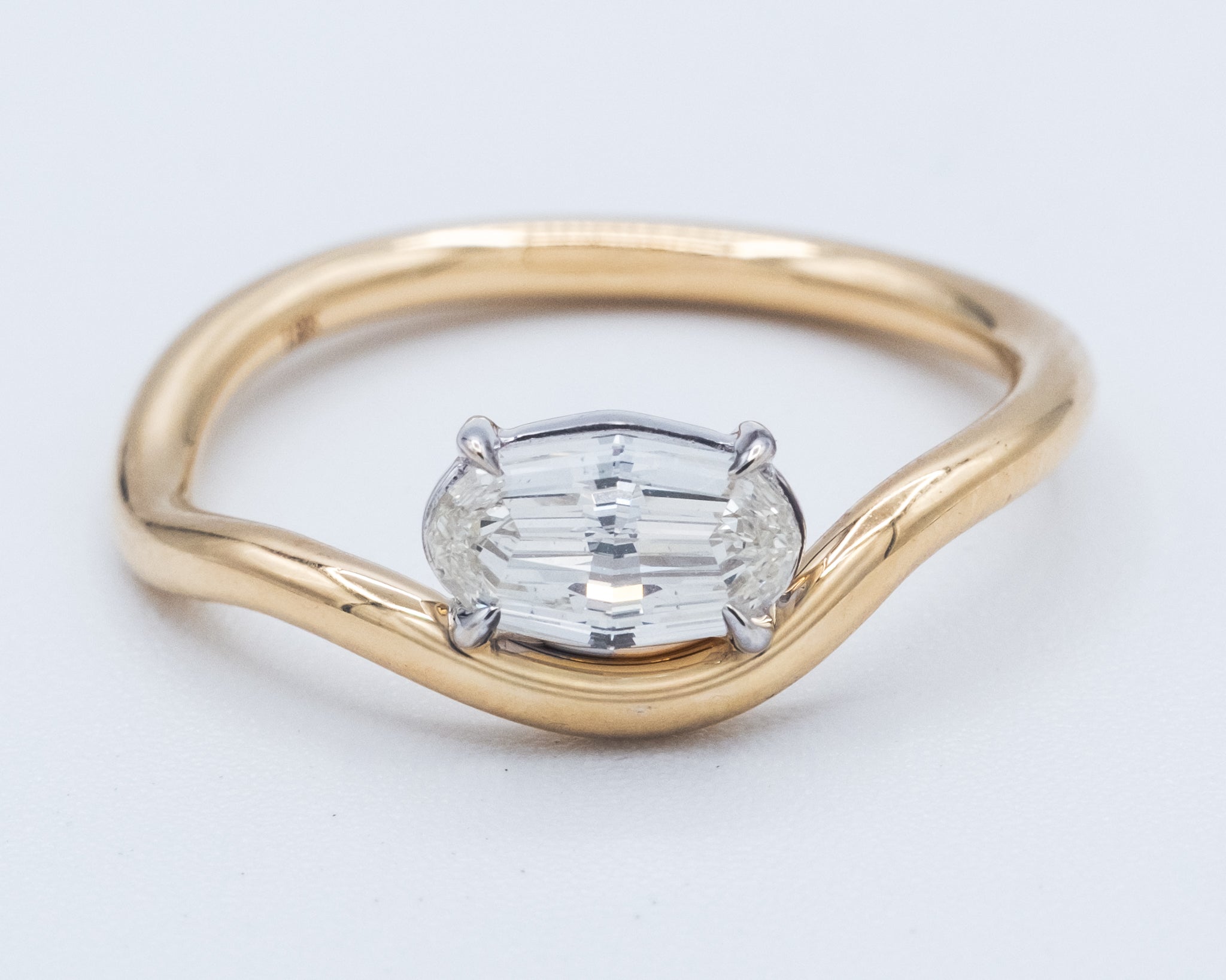 Two-Tone Wavy Stack Ring Fashion Ring 0.74 cts.