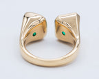 Yellow Gold Double Emerald Stone Ring Cocktail Ring 6.07 cts.