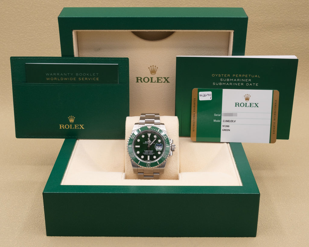 Rolex Submariner Hulk Green Dial on Oyster 116610LV Complete 2019