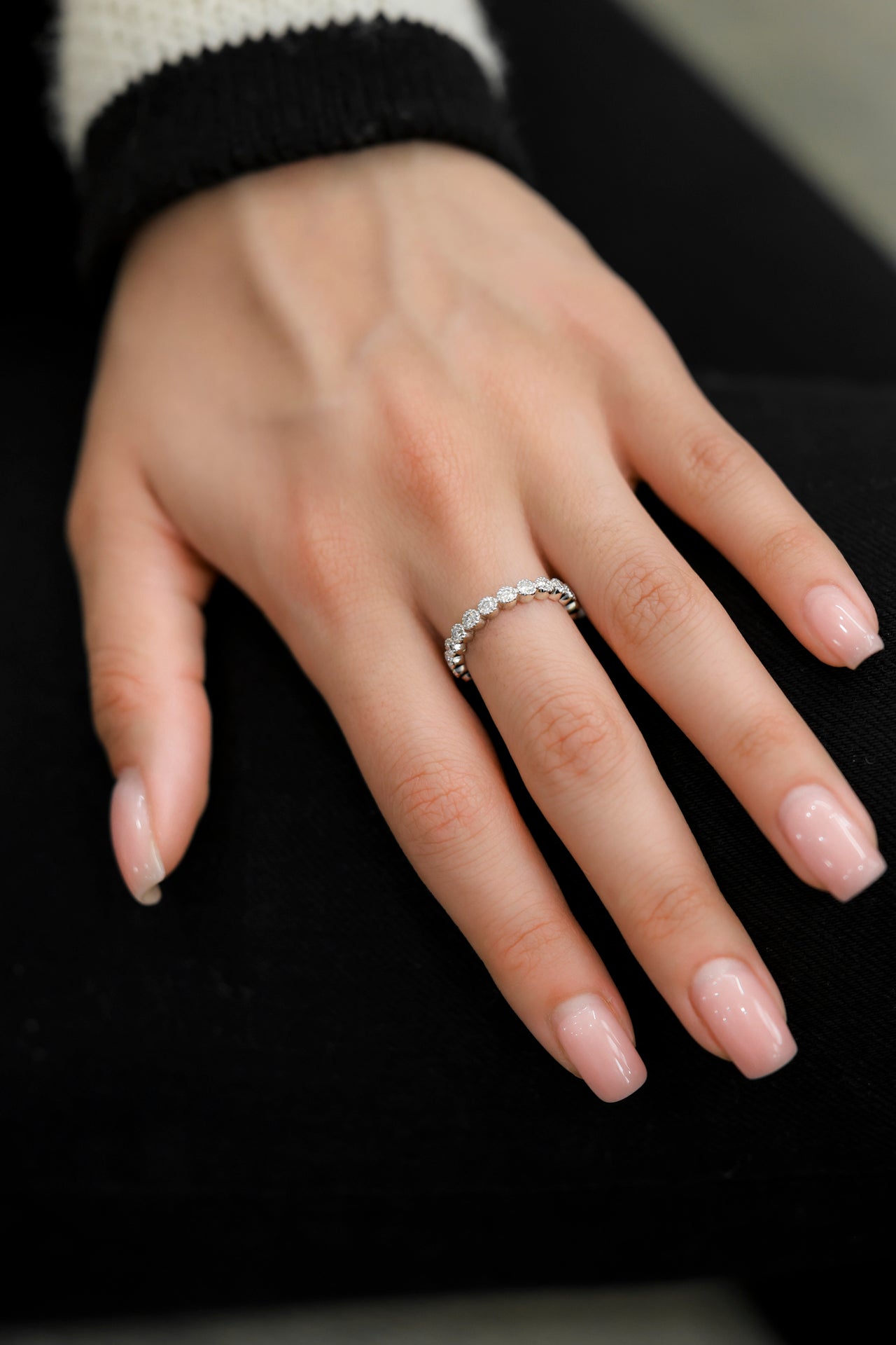 Round Diamond Stackable Eternity Band 18KT White Gold 0.96ct R-966
