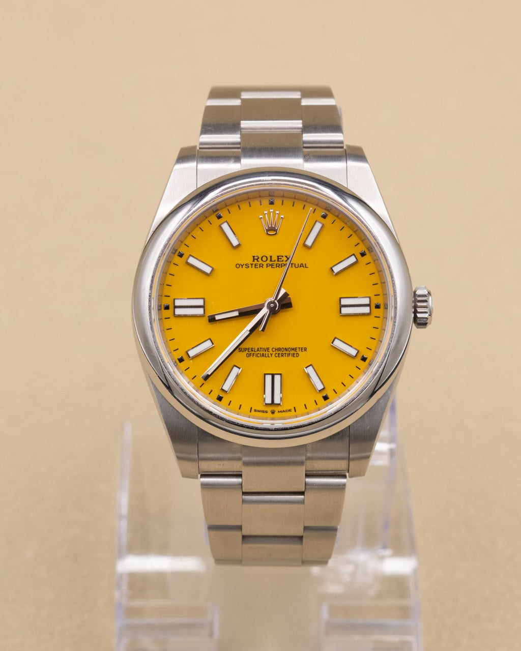 Rolex Oyster Perpetual 41 Yellow Index Dial on Oyster 124300 Complete 2021