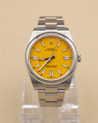 Rolex Oyster Perpetual 41 Yellow Index Dial on Oyster 124300 Complete 2021