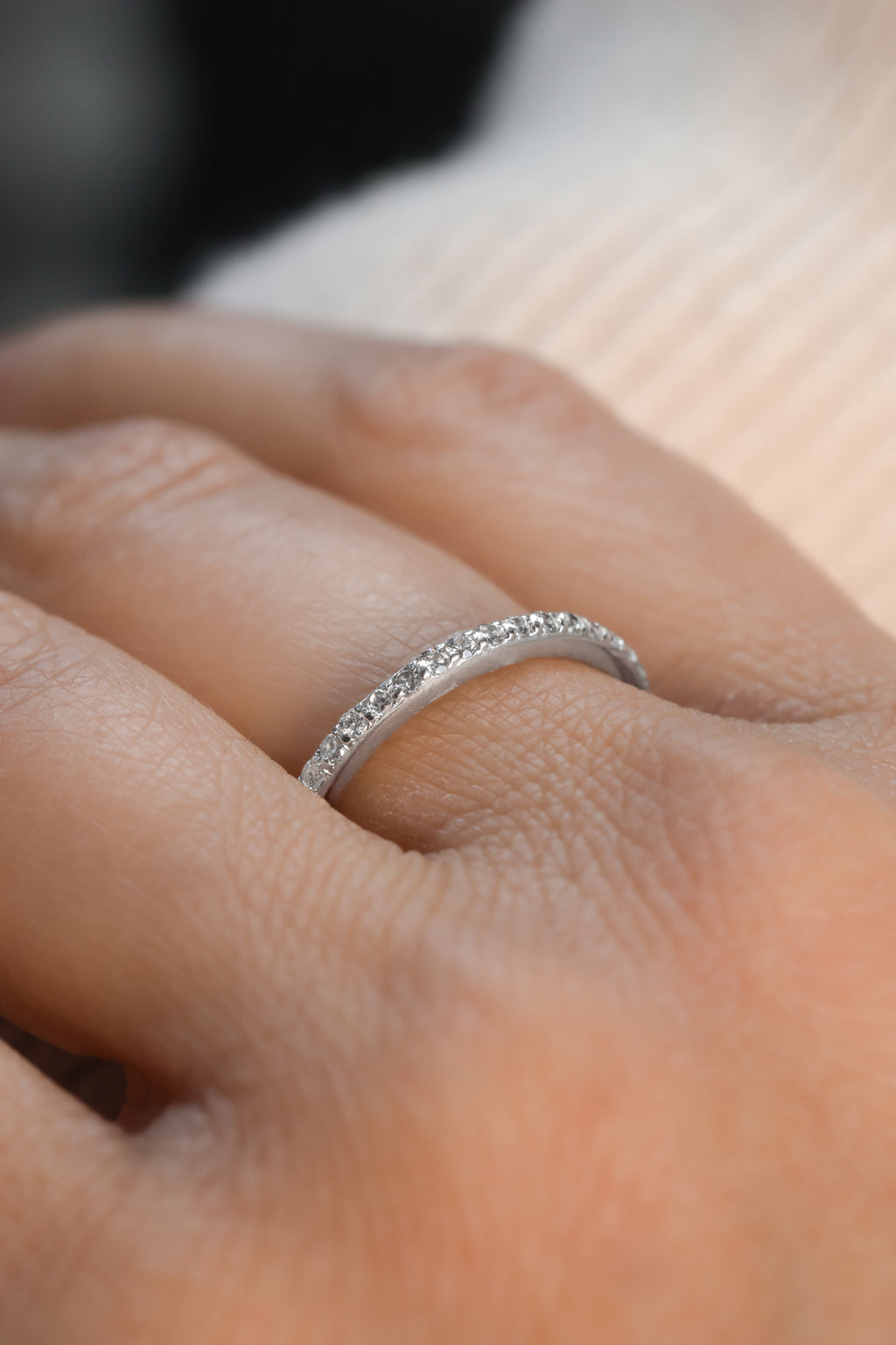 Round Diamond Eternity Stackable Band 18KT White Gold 0.48ct R-475