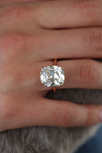 Cushion Diamond Solitaire 18KT Rose Gold Ring 8.03ct R-803CUR