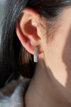 18KT White & Rose Gold Round Diamond Huggie Earrings 0.64ctw E-064RD