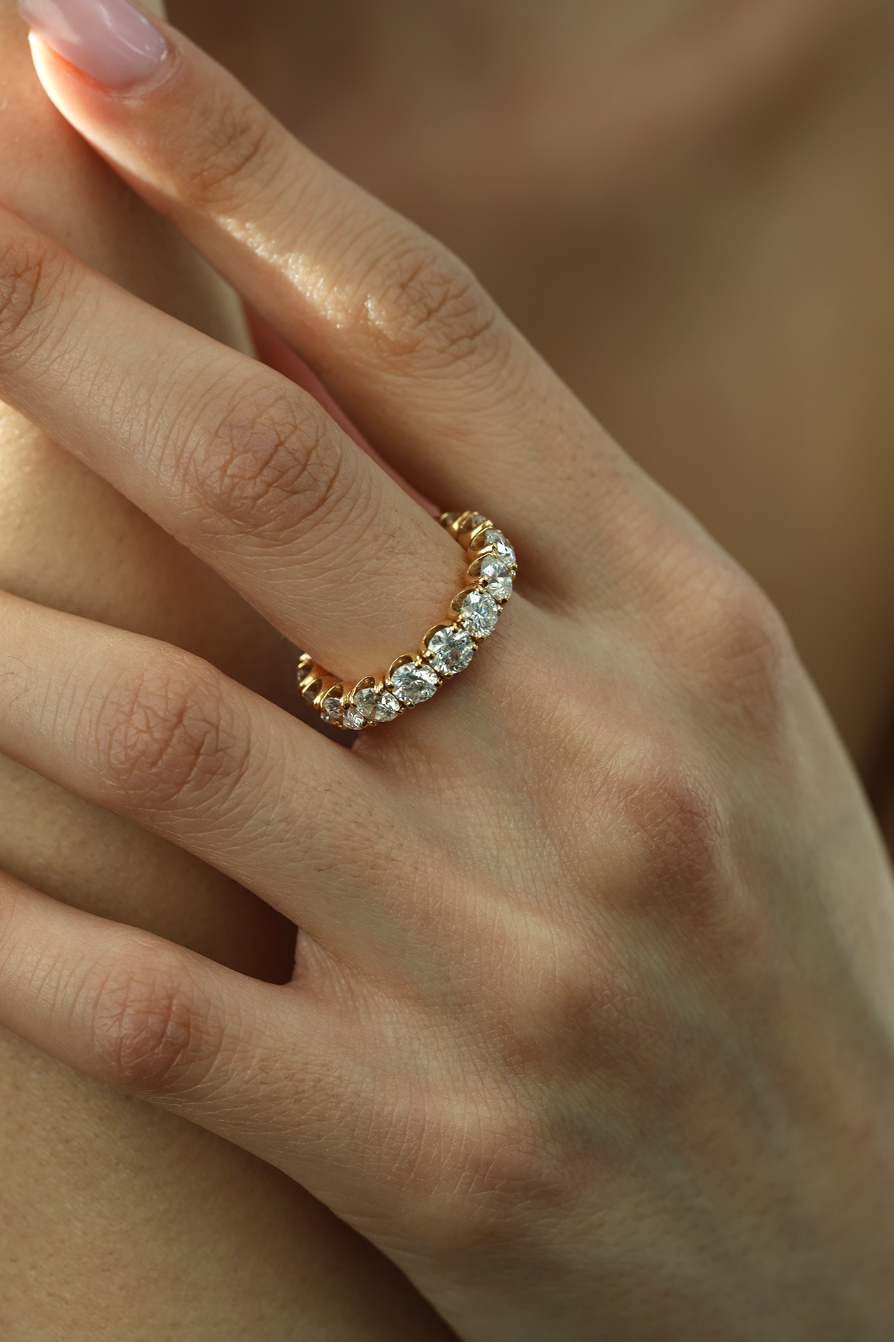 Round Natural Diamond Eternity Band 18KT Rose Gold 4.68ct R-468