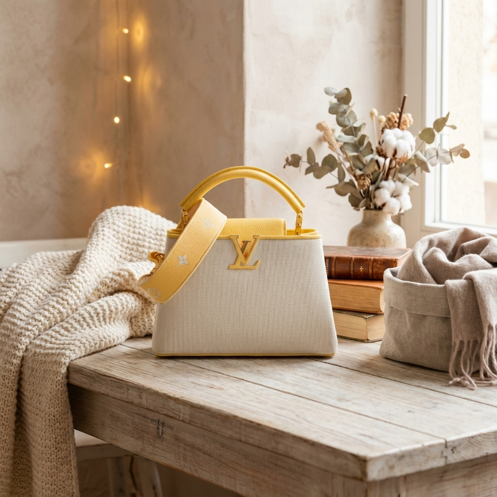 Louis Vuitton Canvas Taurillon Capucines BB Plume Yellow