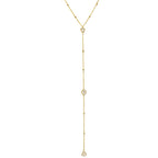 18K Rose Gold Round & Pear Natural Diamond Lariat Necklace N-308