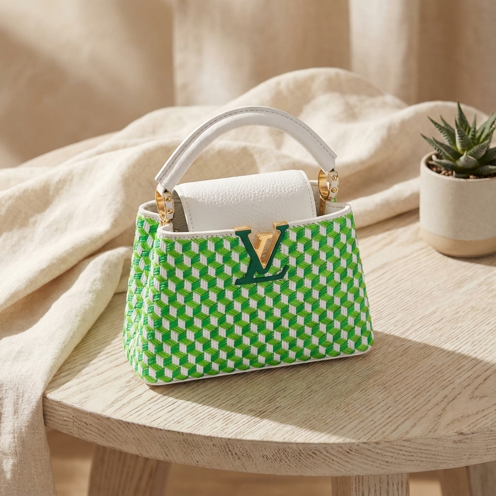 Louis Vuitton Taurillon Braided Capucines Mini in Vert Green