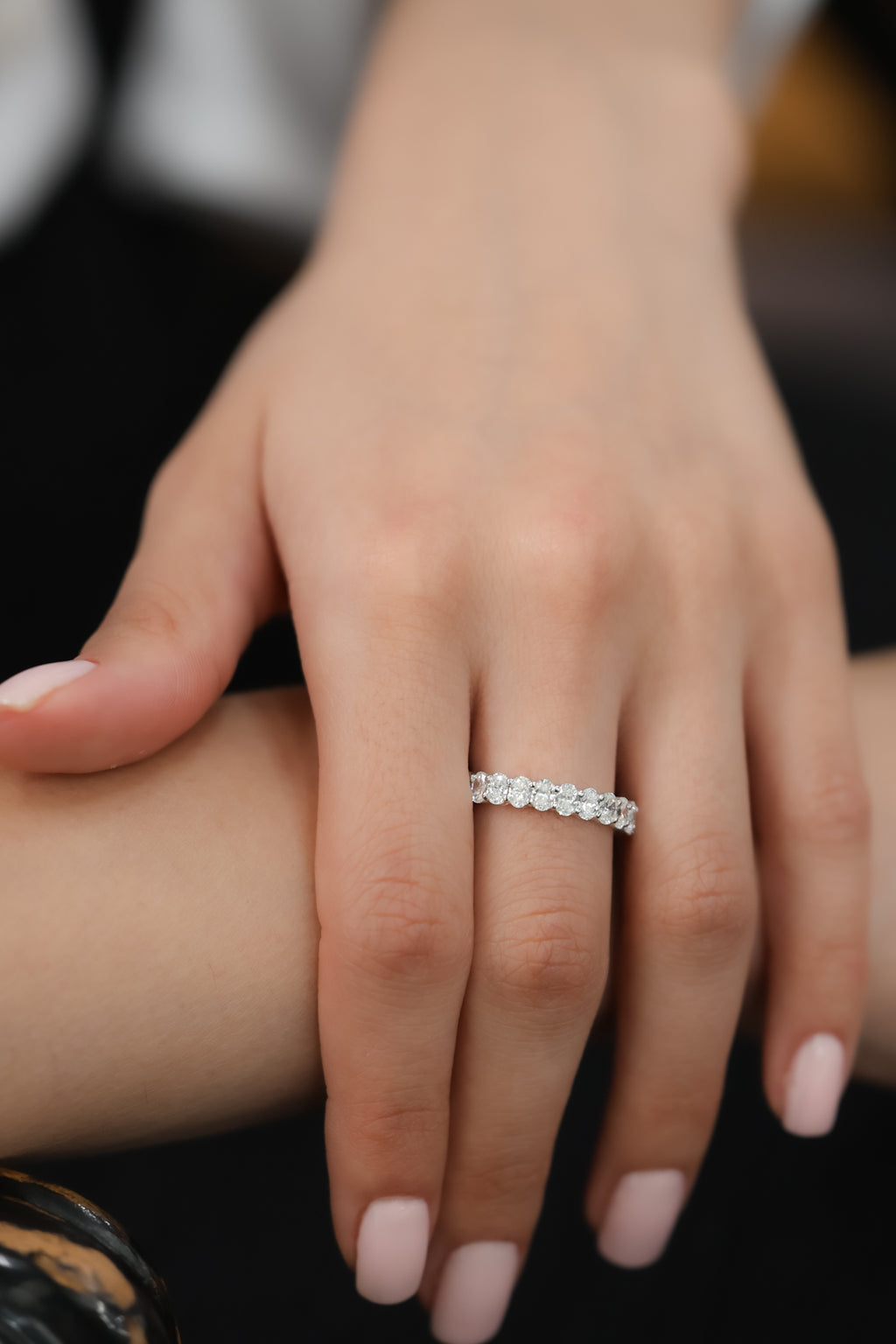 Oval Natural Diamond Eternity Band 18KT White Gold 2.48ct R-248OV