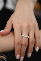 Oval Natural Diamond Eternity Band 18KT White Gold 2.48ct R-248OV