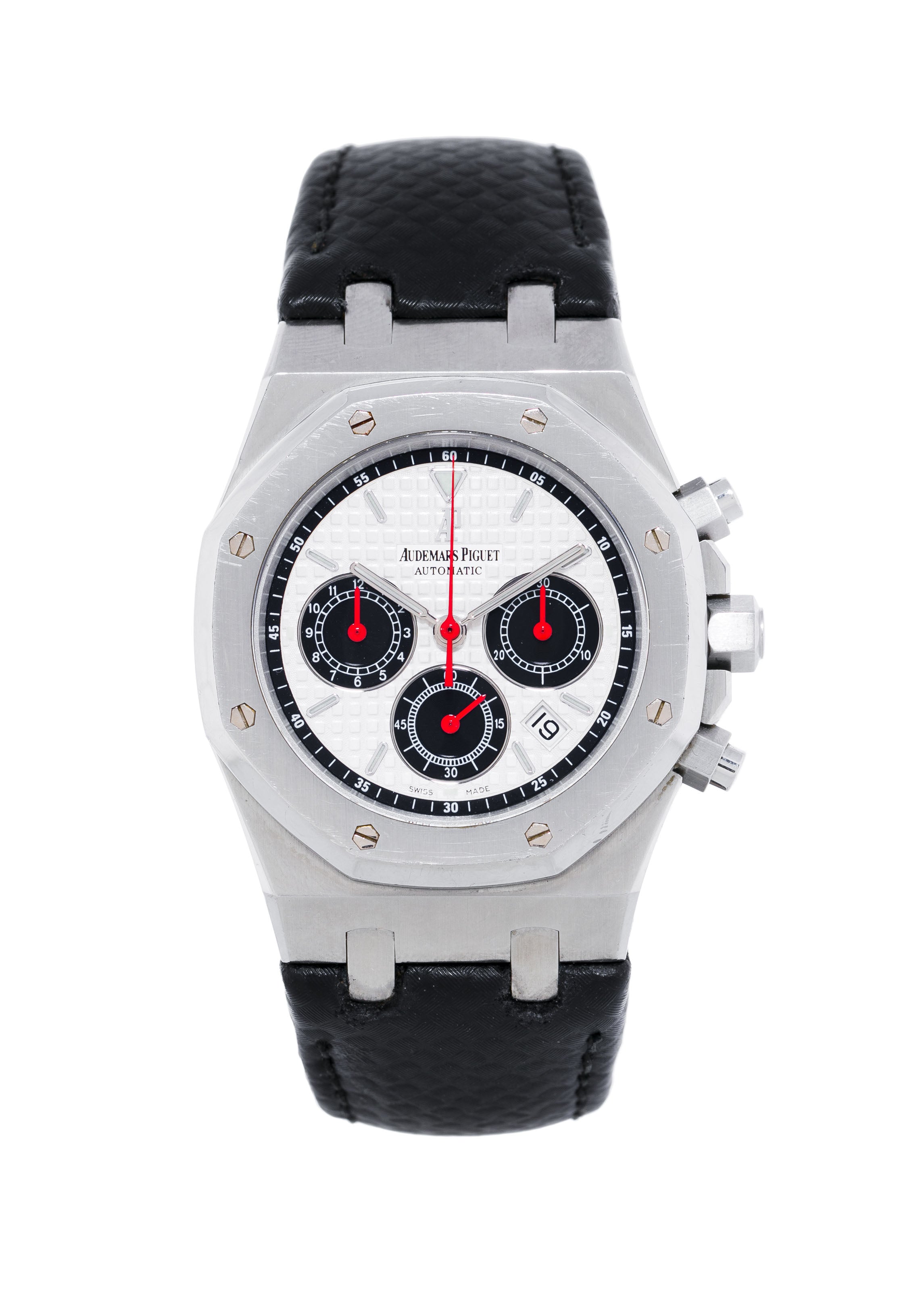 Audemars Piguet Royal Oak Tour Auto Silver with black subdials Dial on Black Leather Strap 26136ST.OO.D082VS.01 Complete 2007