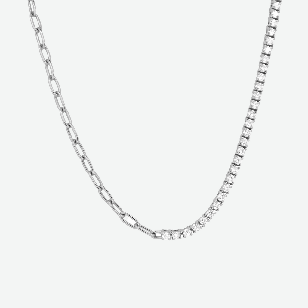 14K Yellow Gold Round Diamond Half Tennis Necklace 14.2ct N-6886LN1