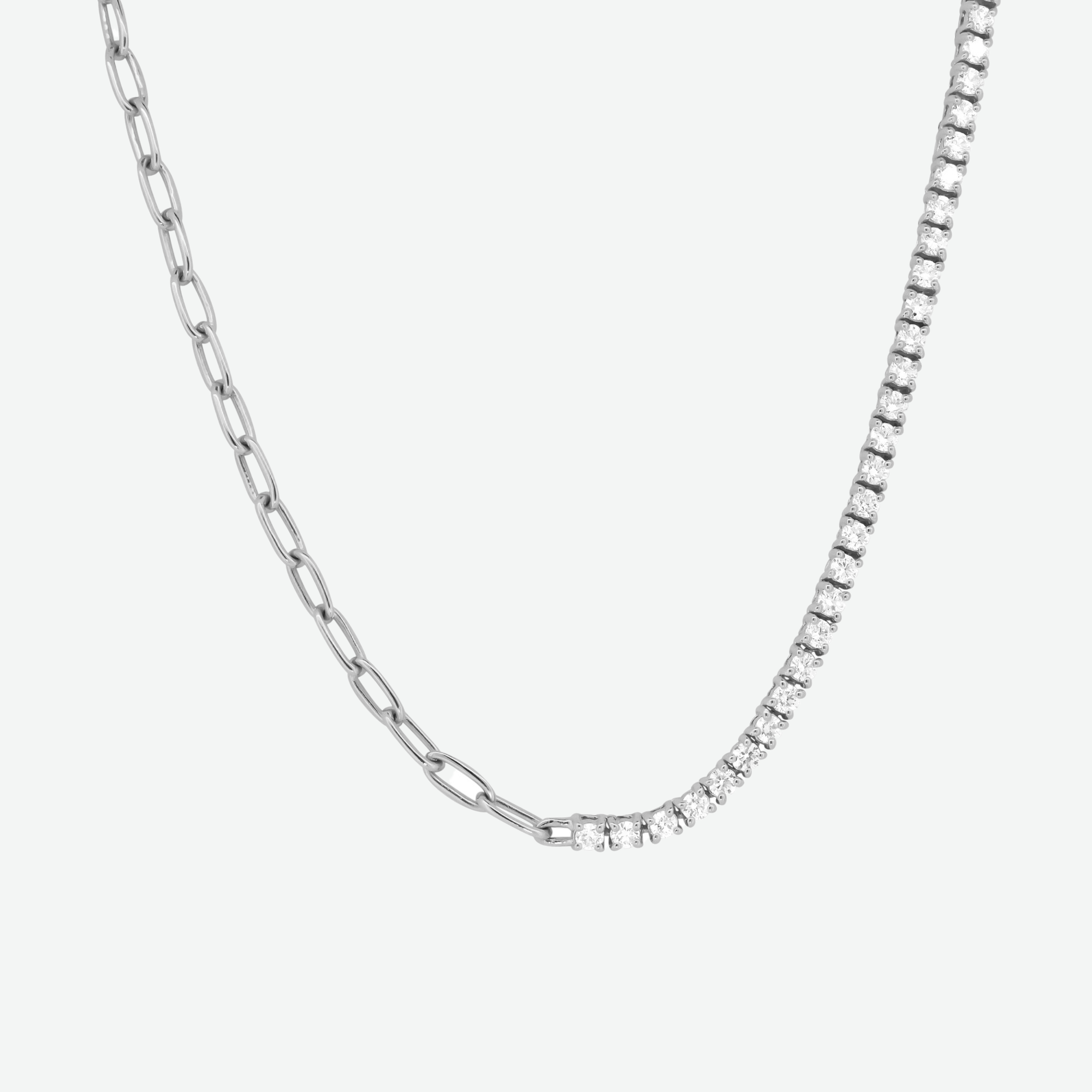 14K Yellow Gold Round Diamond Half Tennis Necklace 14.2ct N-6886LN1