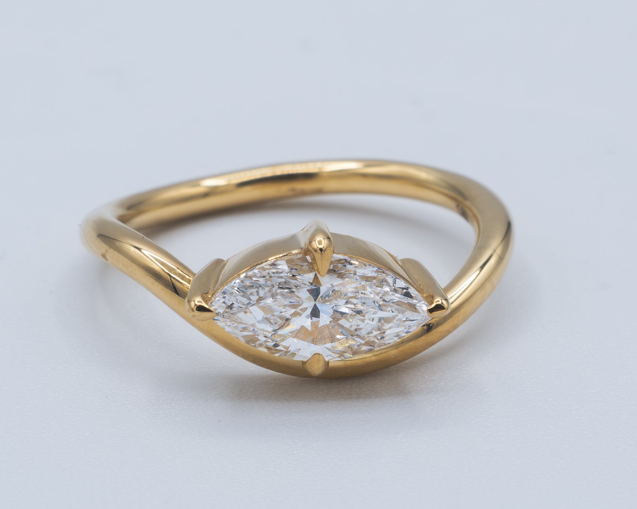 Yellow Gold Wavy Stack Ring Fashion Ring 1.13 cts.