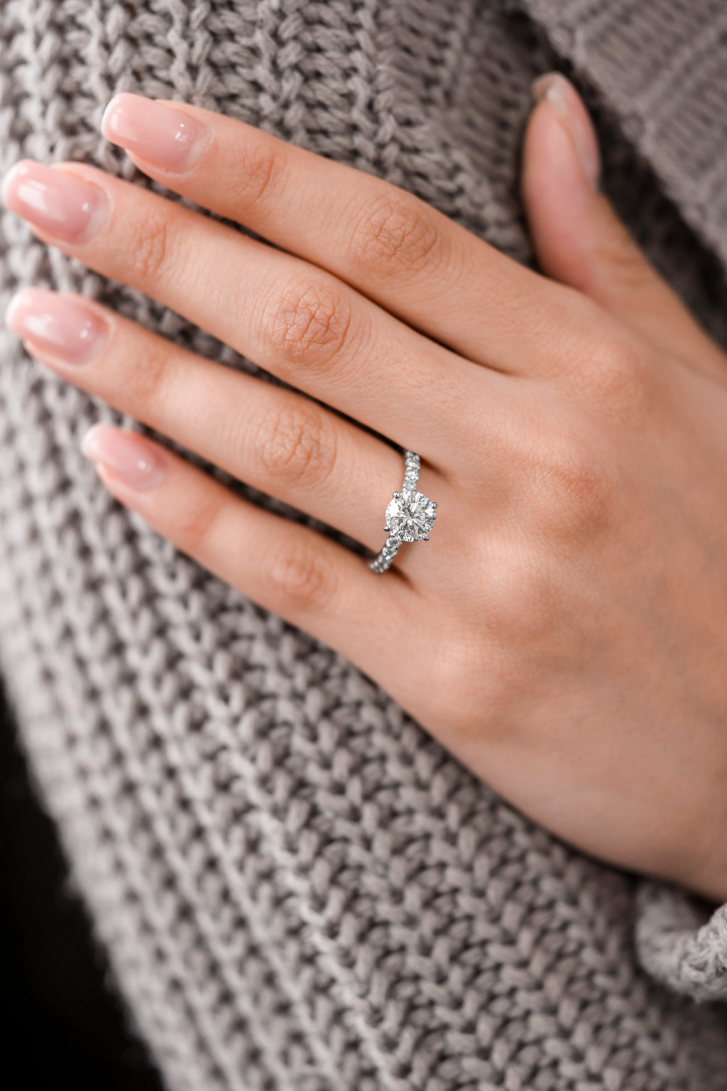 Round Diamond Pavé Engagement Ring in Platinum 2.51ct R-161EC