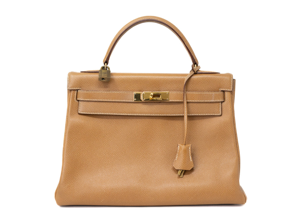 Vintage Hermes Kelly 32 Sellier Naturel Courchevel