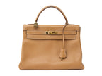 Vintage Hermes Kelly 32 Sellier Naturel Courchevel