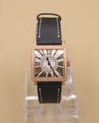 Franck Muller Master Square Silver Roman Dial on Black Leather Strap 6002 L QZ D CD 1R Complete 2010