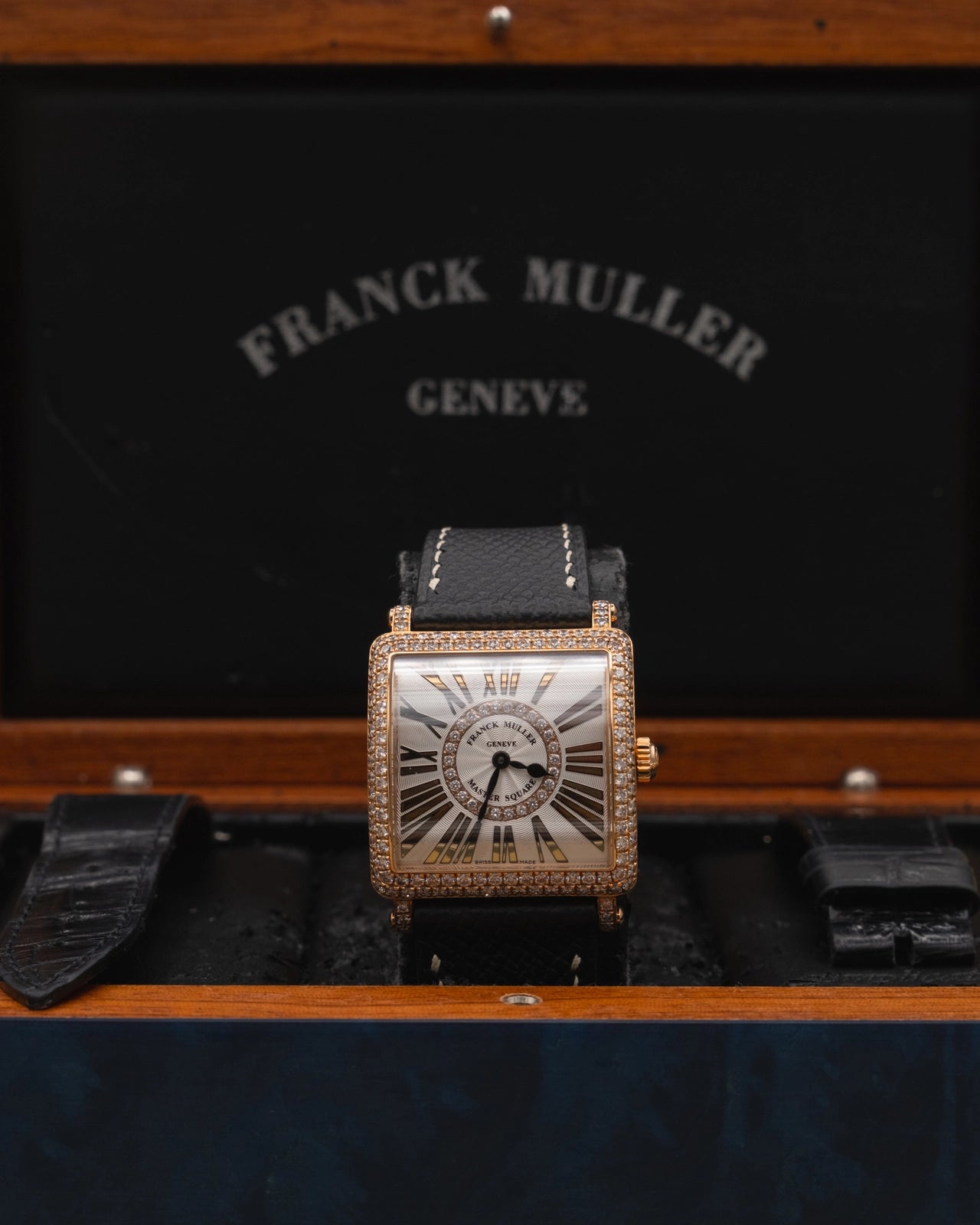 Franck Muller Master Square Silver Roman Dial on Black Leather Strap 6002 L QZ D CD 1R Complete 2010