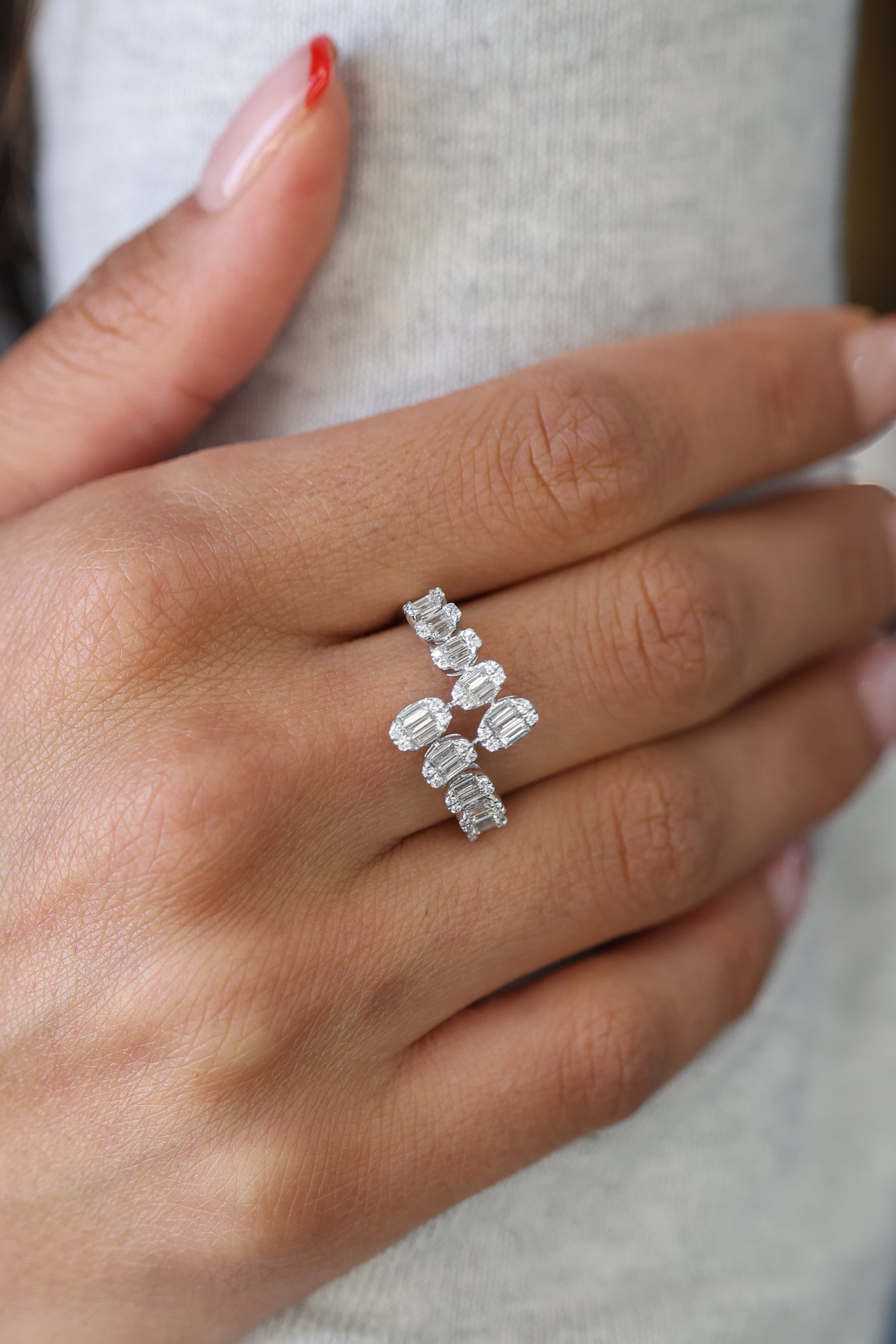 White Gold WRAP RING Cocktail Ring 0.69 cts.