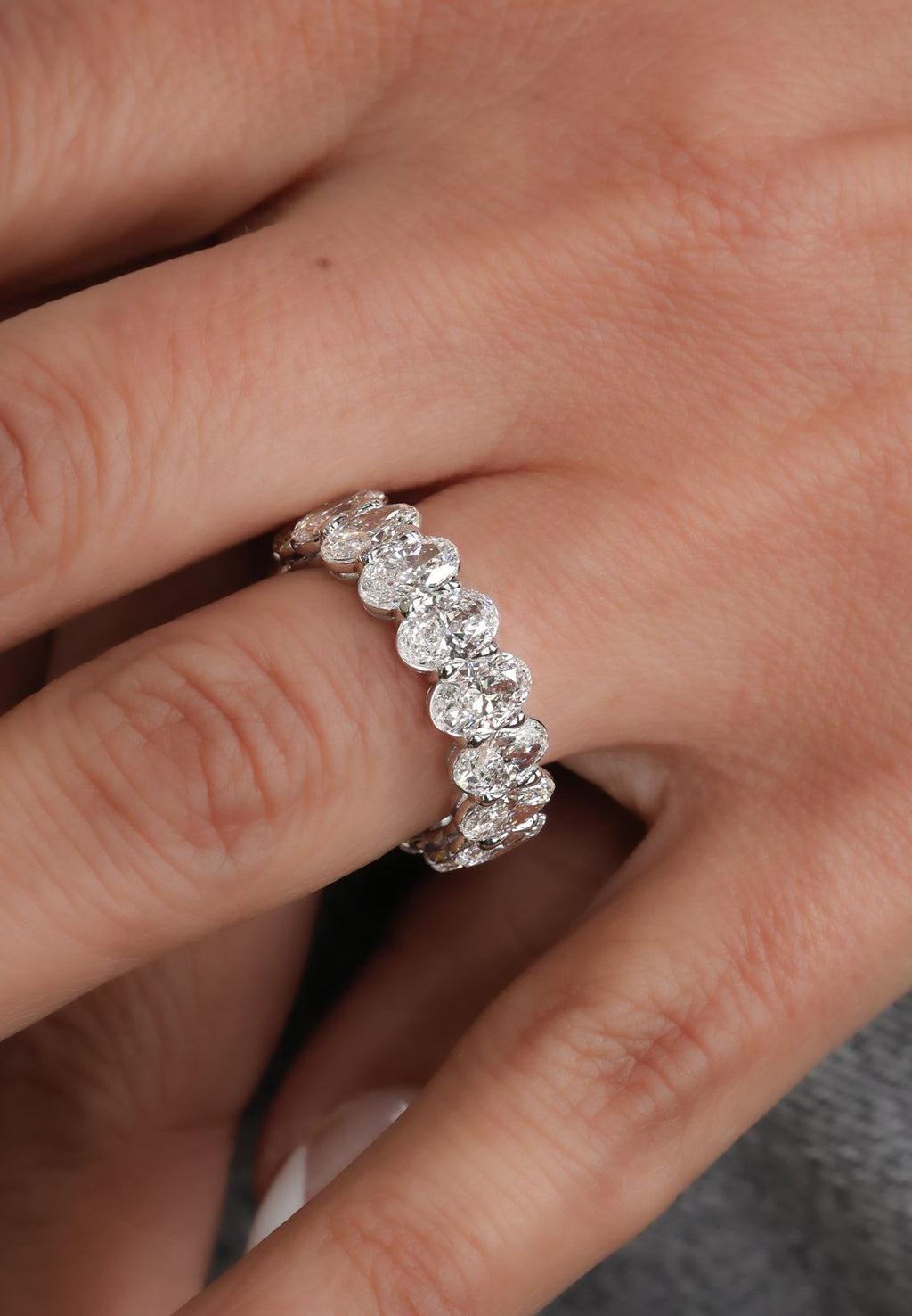 Oval Gemstone Eternity Band 18KT White Gold 5.54ct R-554OVAL