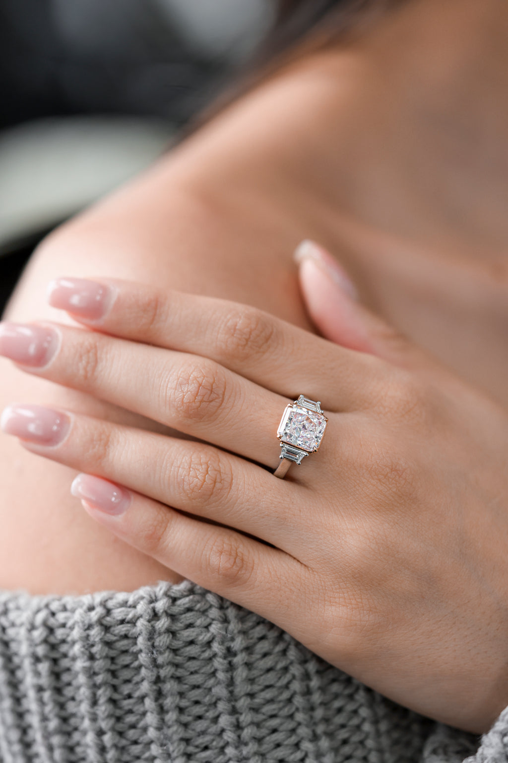 Radiant Natural Diamond Platinum Engagement Ring 4ct R-351FP