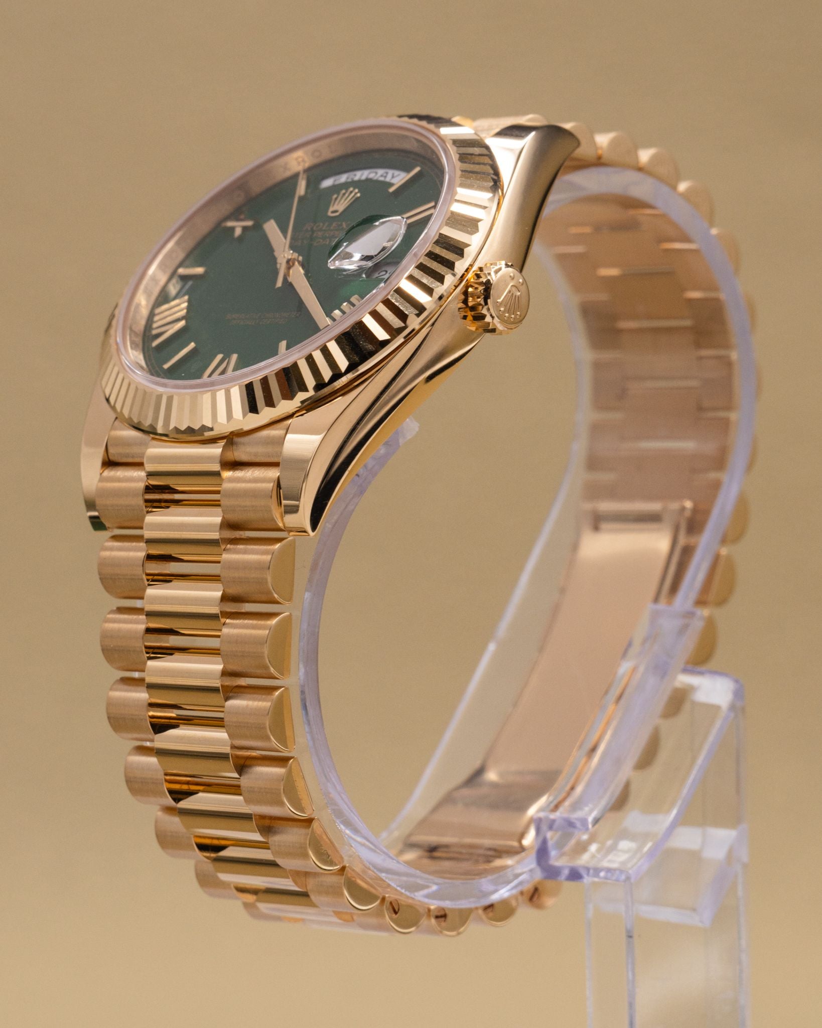 Rolex Day-Date 40 Green Roman Dial on President 228238 Complete 2026