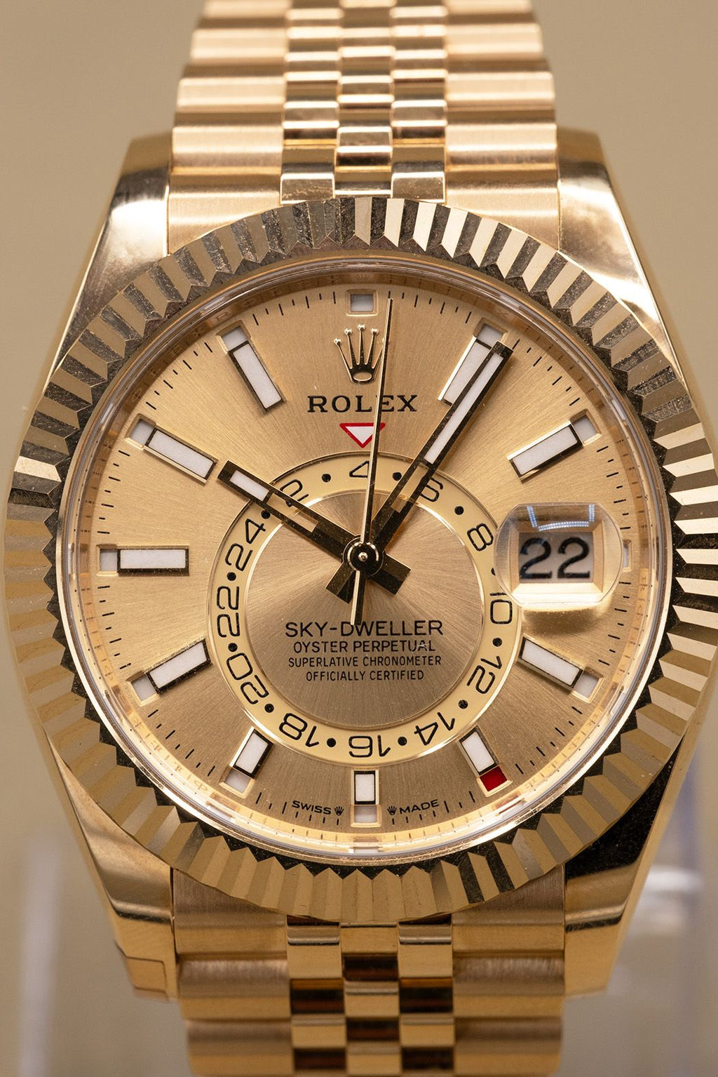 Rolex SkyDweller Champagne Index Dial on Jubilee 336938 Complete 2025