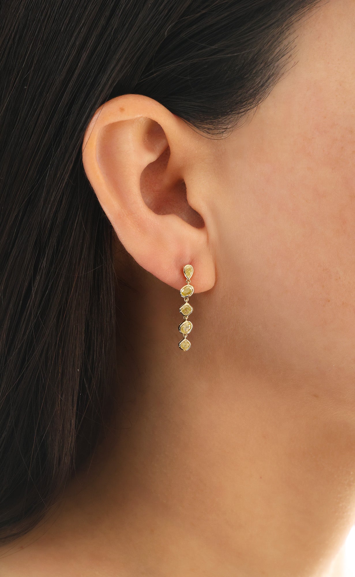 14KT Yellow Gold Multi-Shape Diamond Dangle Earrings 1.4ctw E-104YD