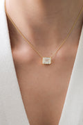 18K Yellow Gold Emerald Cut Natural Diamond Solitaire Pendant P-704EC