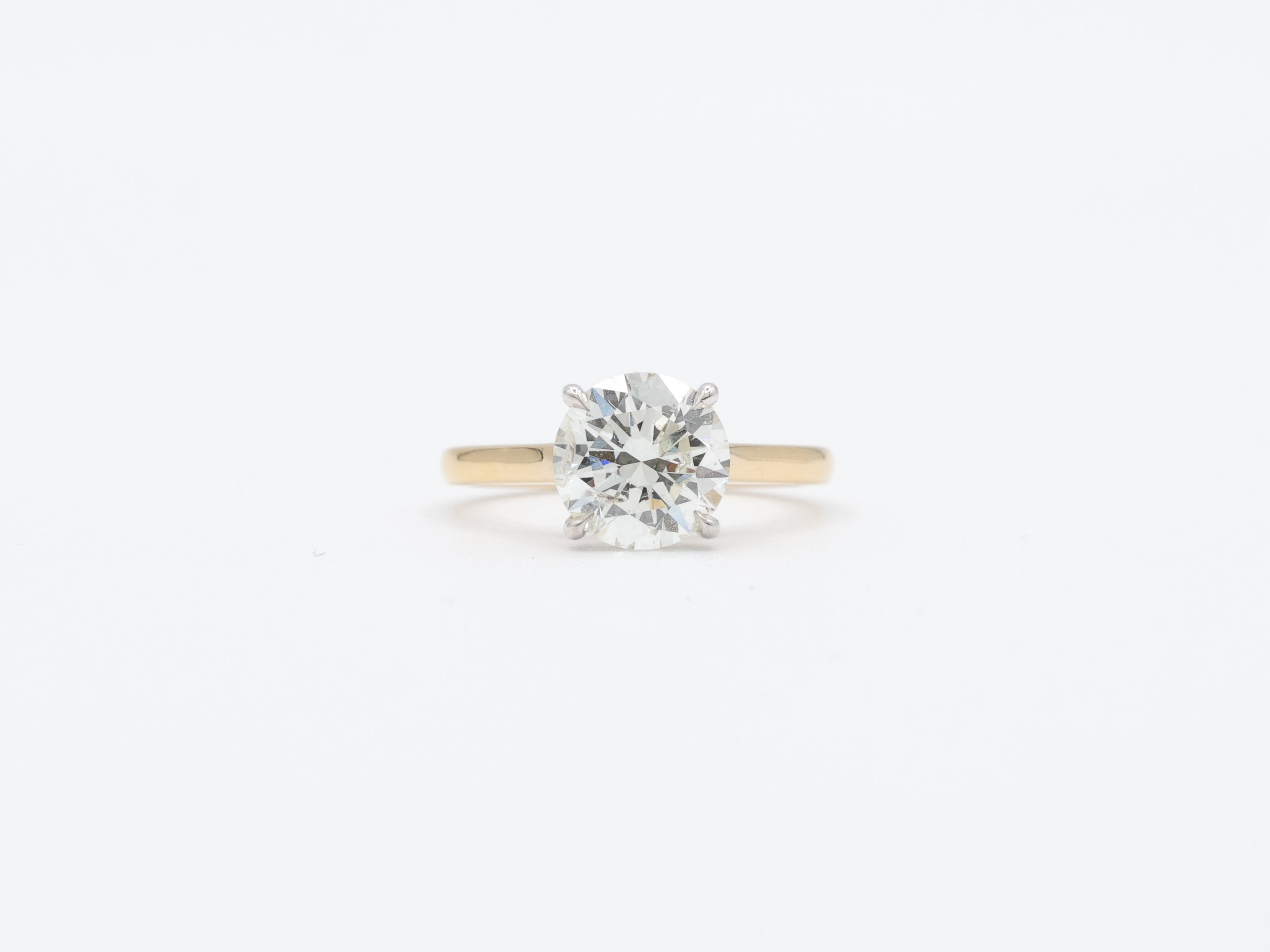 Round Natural Diamond Solitaire 14KT Two-Tone Ring 2.32ct R-232