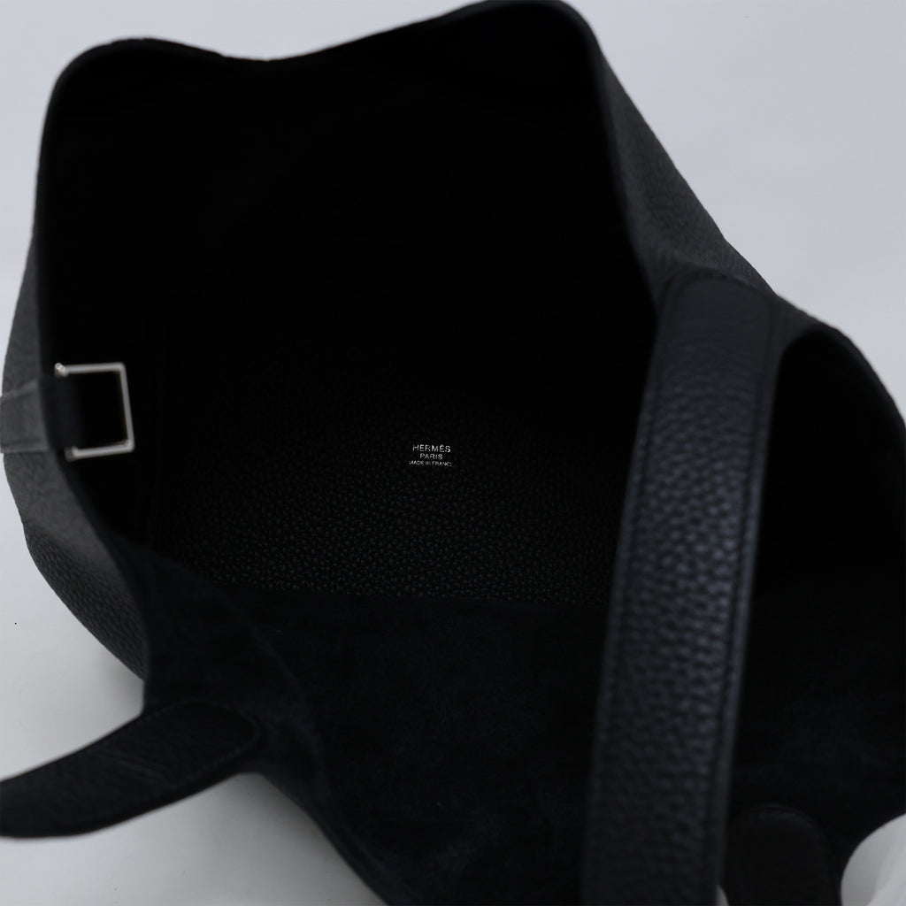 Hermes Black Clemence Picotin Lock MM Handbag