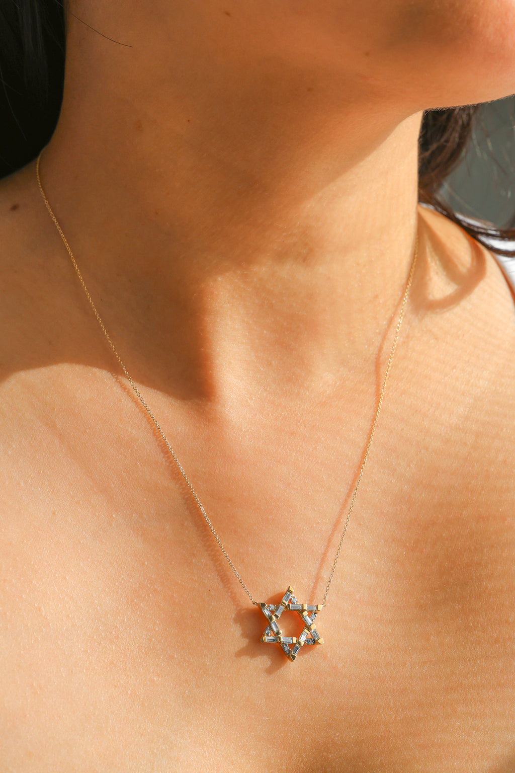 14K Yellow Gold Round Diamond Star of David Pendant 3.5ct P-JS041837
