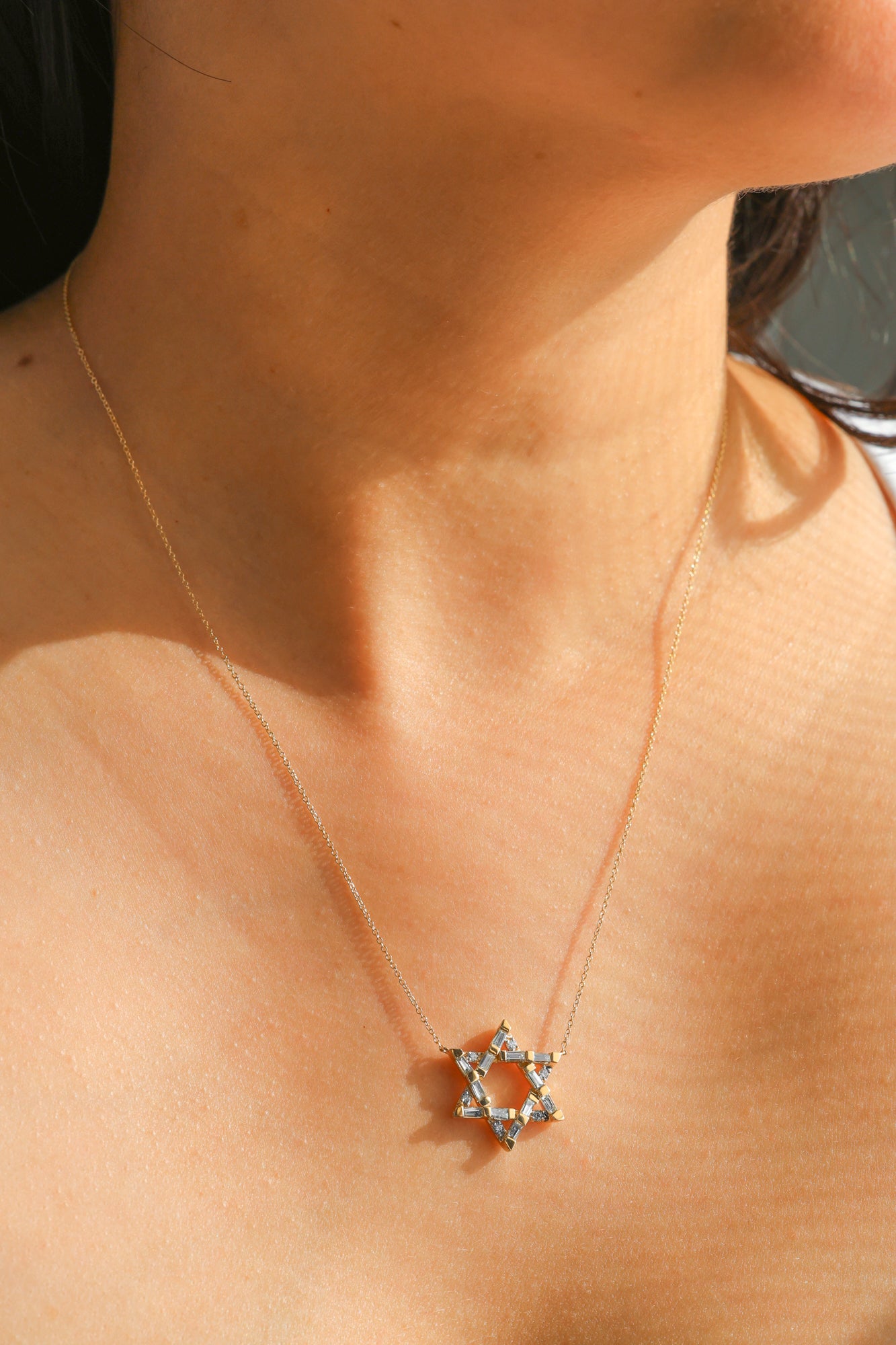 14K Yellow Gold Round Diamond Star of David Pendant 3.5ct P-JS041837