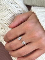 18KT White Gold Marquise & Heart Diamond Cocktail Ring 1.02ct R-102R