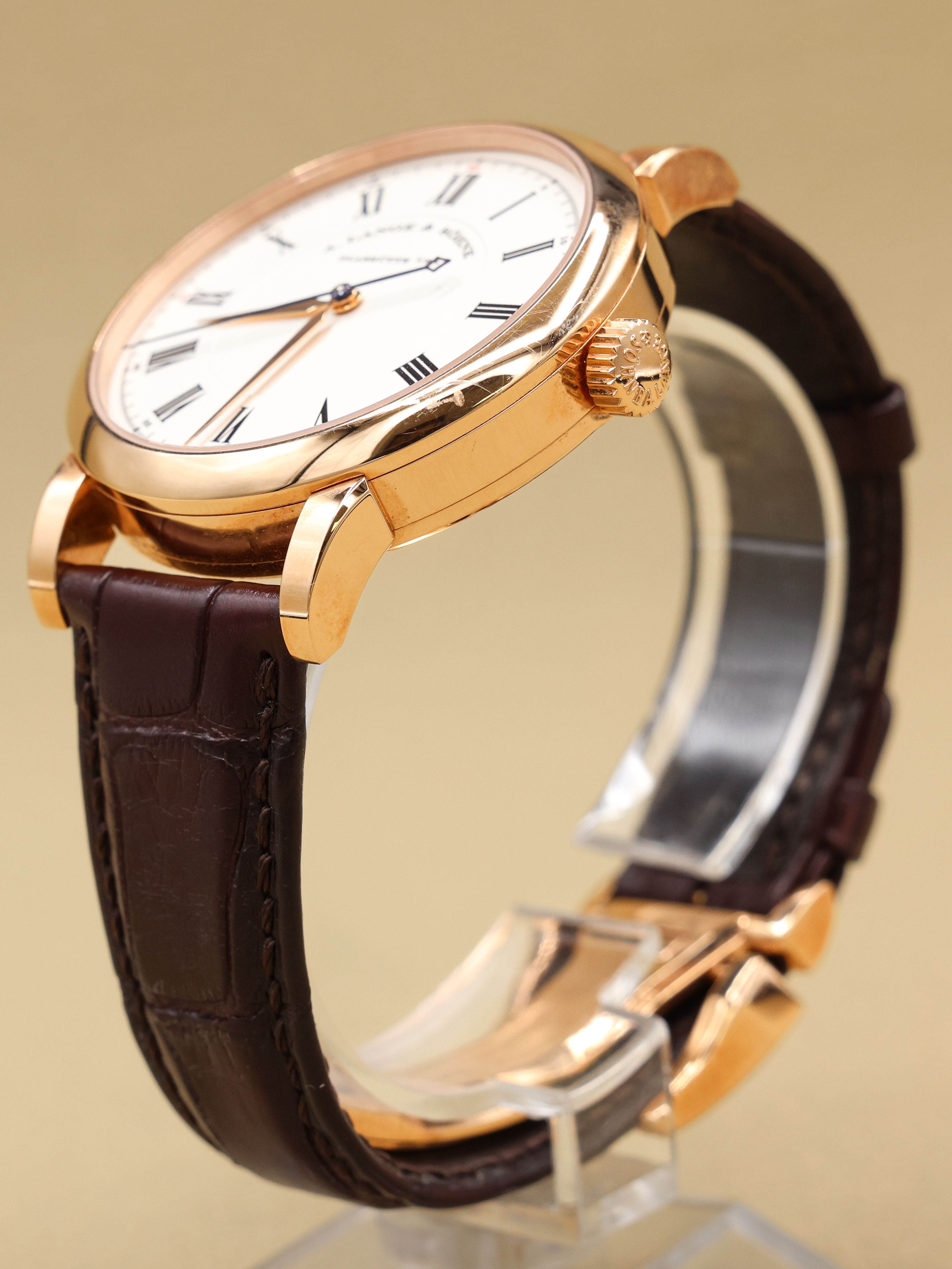 A. Lange & Sohne Richard Lange Silver Dial on Leather Strap 232.032/LSLS2324AD Complete 2018