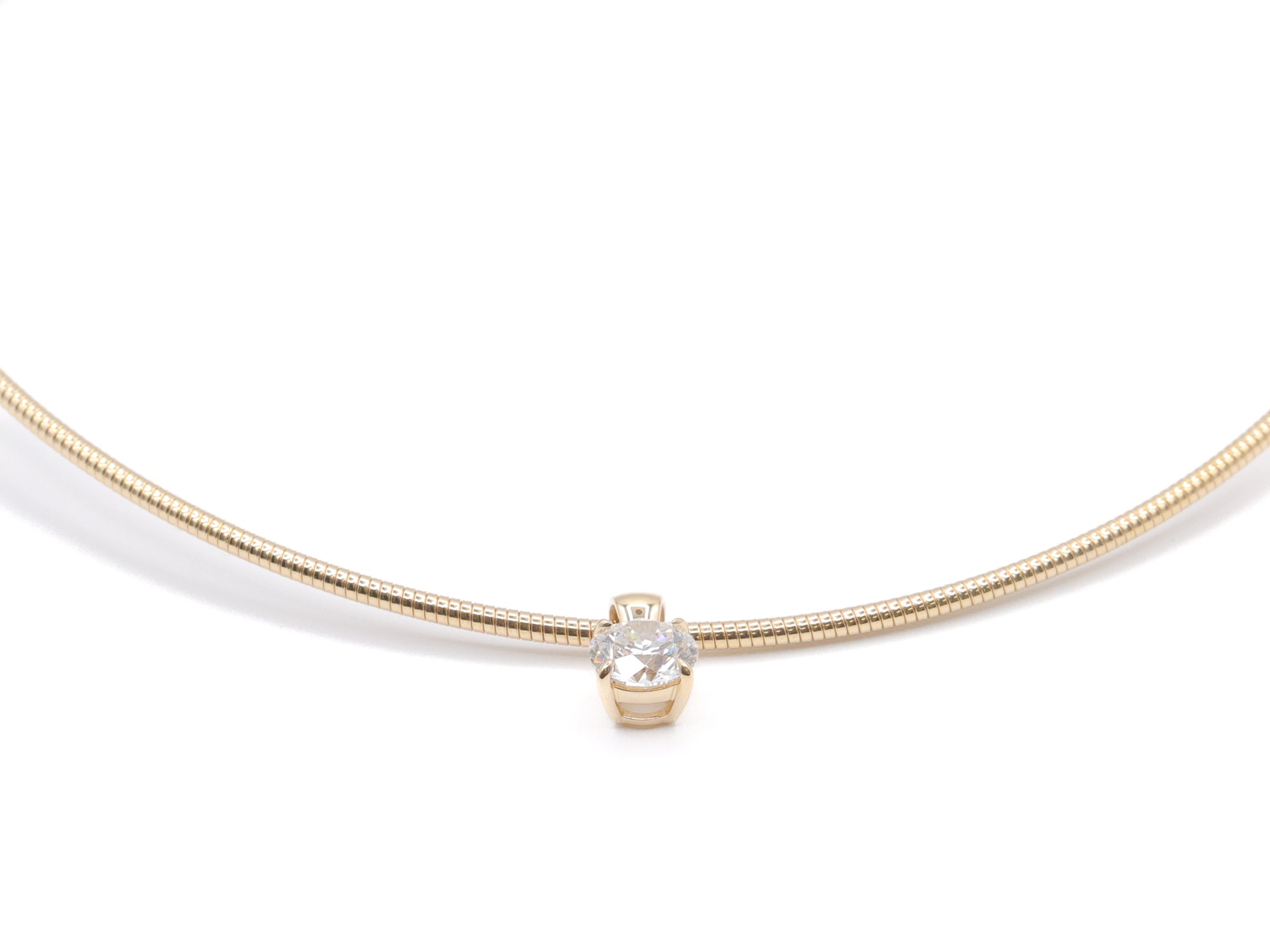 14K Yellow Gold Lab Round Diamond Solitaire Pendant 9.8ct N-151RD