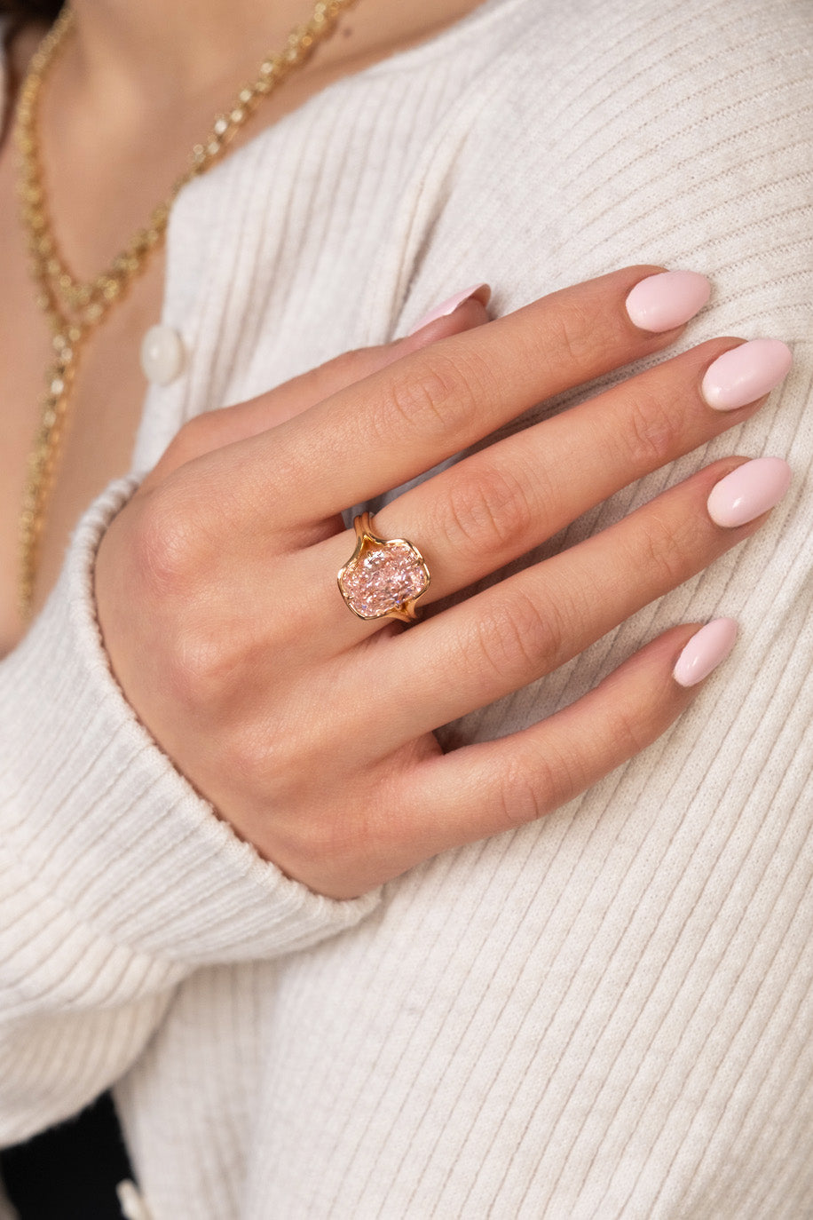 Yellow Gold PINK DIAMOND Engagement Ring 6.24 cts.