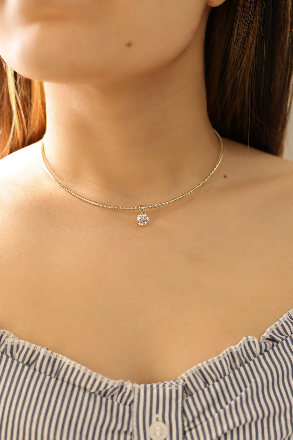 14K Yellow Gold Lab Round Diamond Solitaire Pendant 9.8ct N-151RD