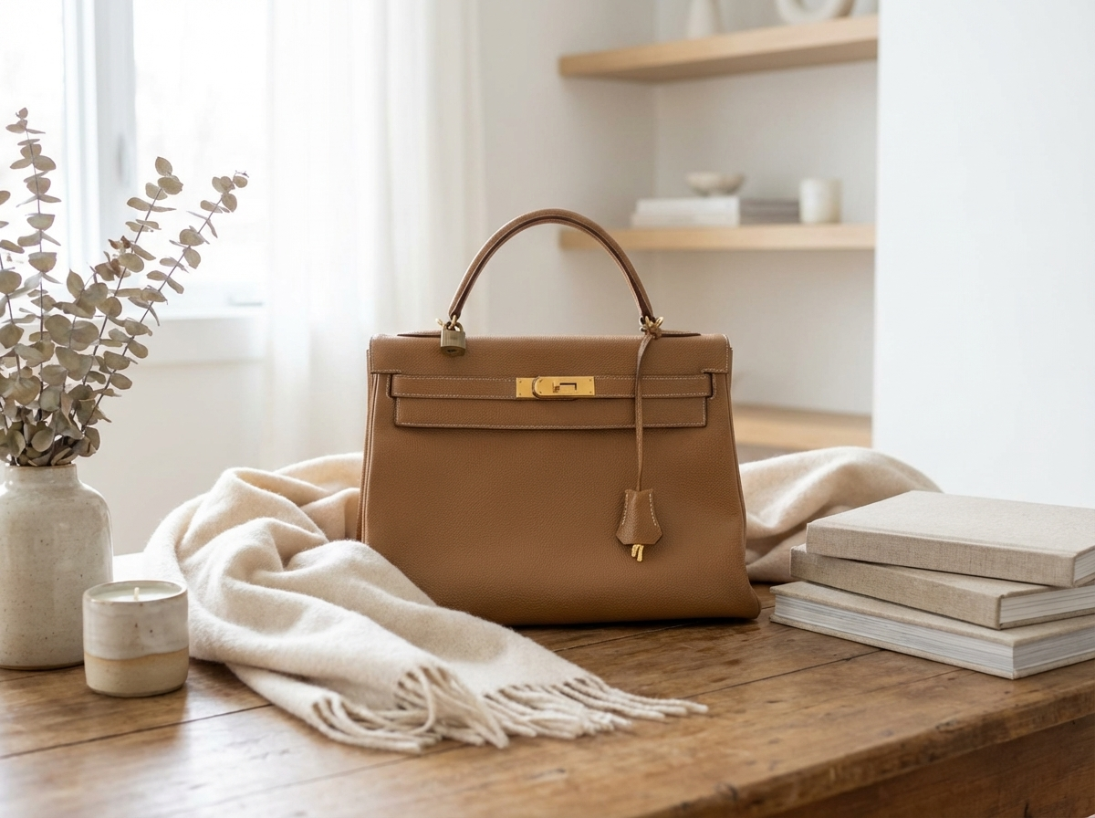 Vintage Hermes Kelly 32 Sellier Naturel Courchevel