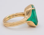 Yellow Gold EMERALD - NORTH TO SOUTH SETTING Engagement Ring 8.06 cts.