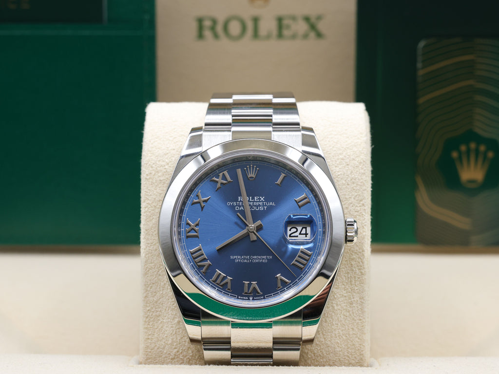 Rolex Datejust 41 Blue Roman Dial on Oyster 126300 Complete 2022